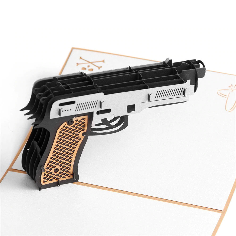 Объемная 3D открытка «Пистолет»